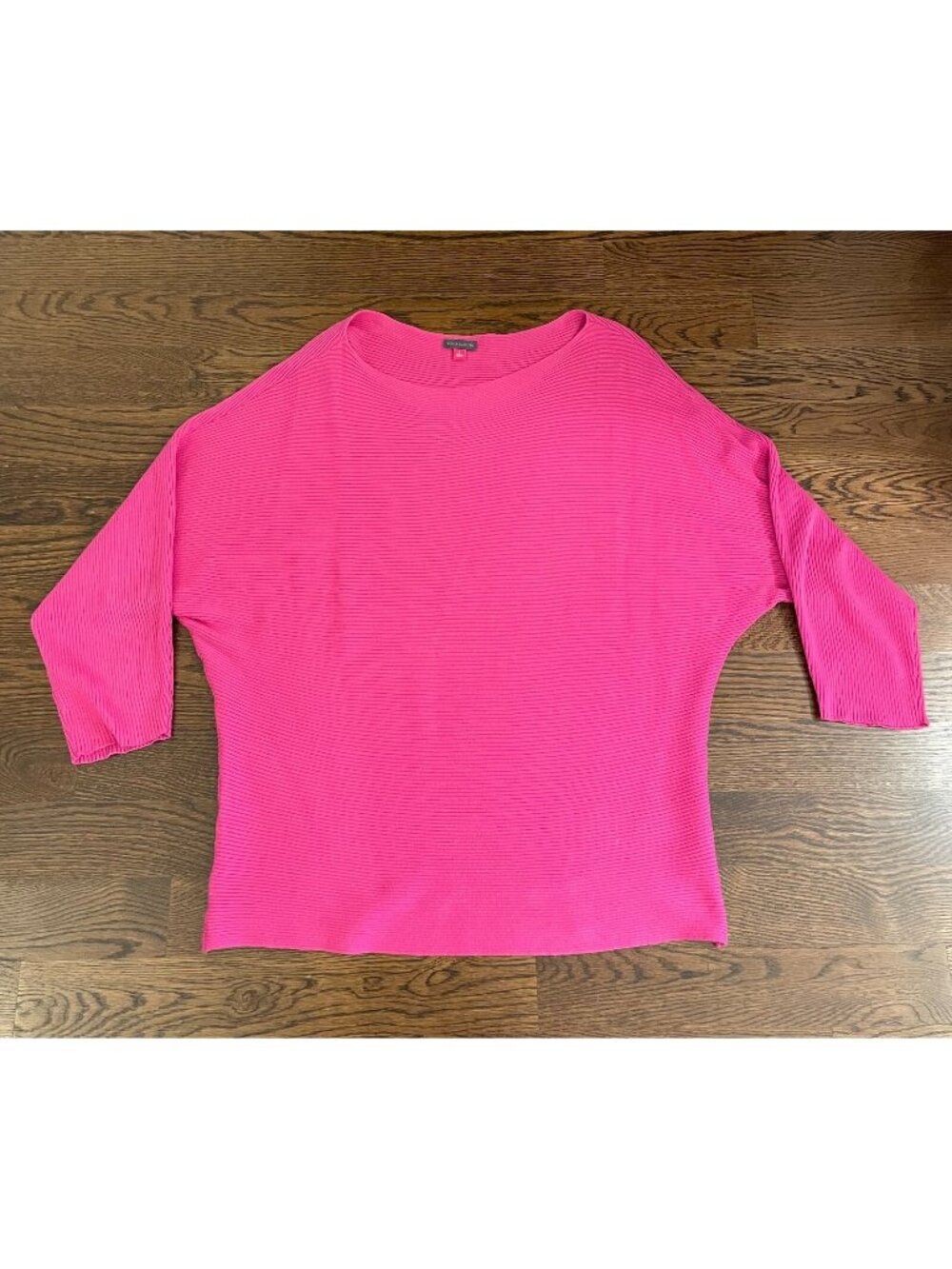 Vince Camuto Womens L Hot Pink Slouchy Ribbed Knit Sweater Cotton Blend